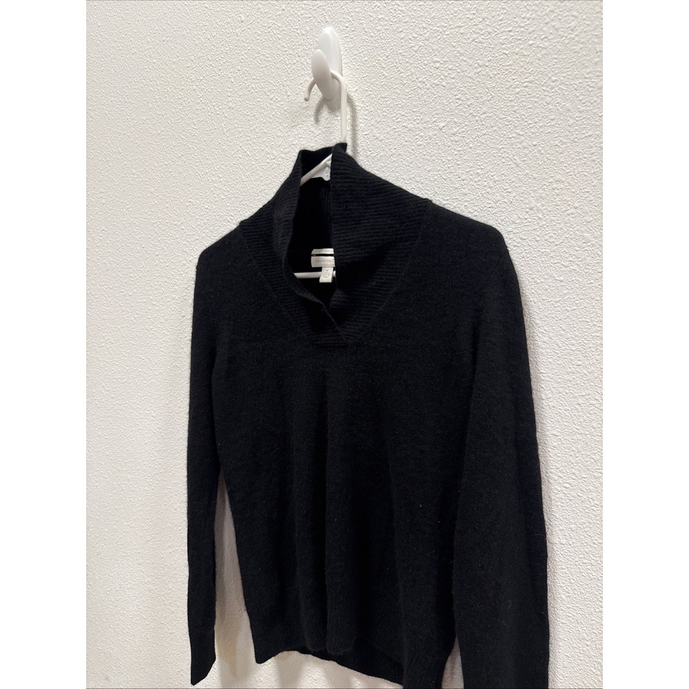 CHARTER CLUB Black 100% Cashmere V neck Sweater Women Medium Classic Minimalist - Picture 2 of 9